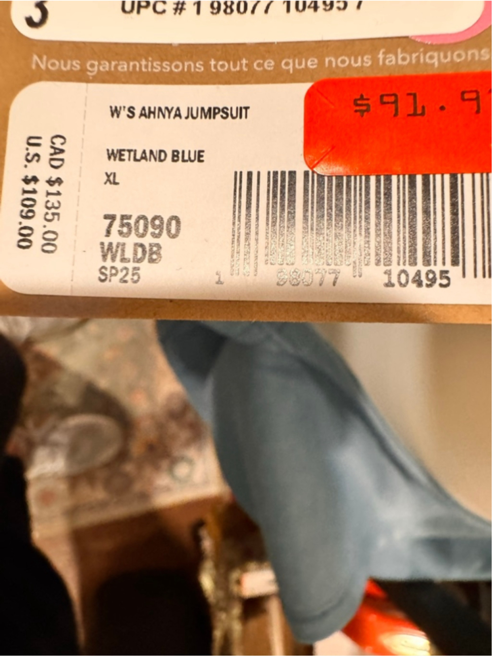 Women's Patagonia ahnya Jumpsuit xl wetland Blue c26 - Picture 3 of 3